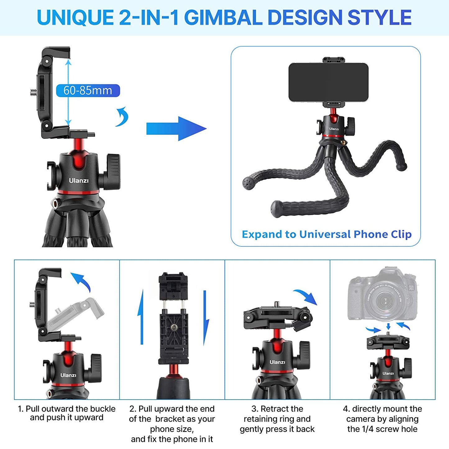 Ulanzi "MT-33 Flexible Mini Tripod with 1/4" Screw for Magic Arm"