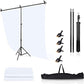 HIFFIN® White Screen Backdrop 6x10 ft with Stand 6x9FT Photography Backdrop with 1PC 6.5FT T-Shape Backdrop Stands, 4PCs Spring Clamps, 1PCs Carry Bag