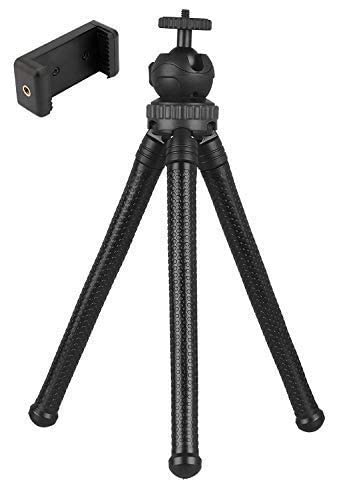 HIFFIN Flexible Gorillapod Tripod with 360° Rotating Ball Head Tripod for All DSLR Cameras(Max Load 2.5 kgs) & Mobile Phones + Free Heavy Duty Mobile Holder(Black) 304.8 MM (12 Inch, Black)