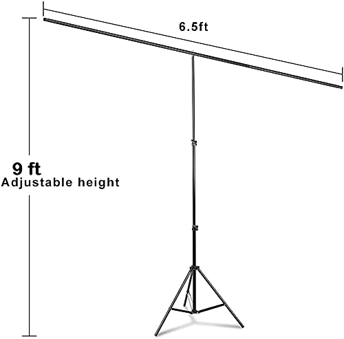 HIFFIN® White Screen Backdrop 6x10 ft with Stand  6x9FT Photography Backdrop with 1PC 6.5FT T-Shape Backdrop Stands, 2PCs Spring Clamps, 1PCs Carry Bag