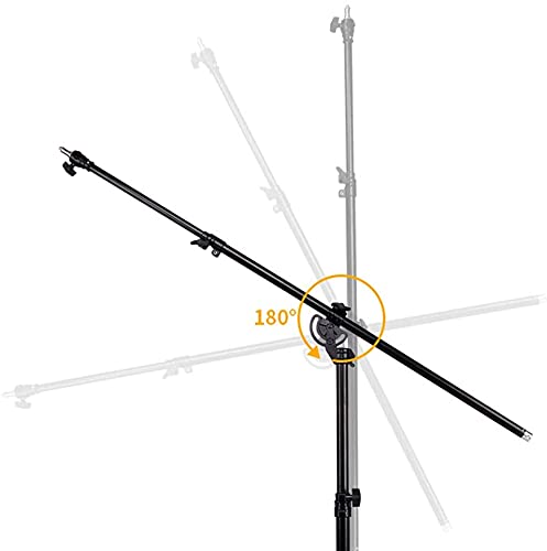 HIFFIN® Maximizer Pro 10ft Two Way Adjustable Photo Studio Light Stand with 6.2ft/190cm Boom Arm and Sandbag, Aluminum Alloy Rotable Tripod for Studio Outdoor Photography Portrait Video