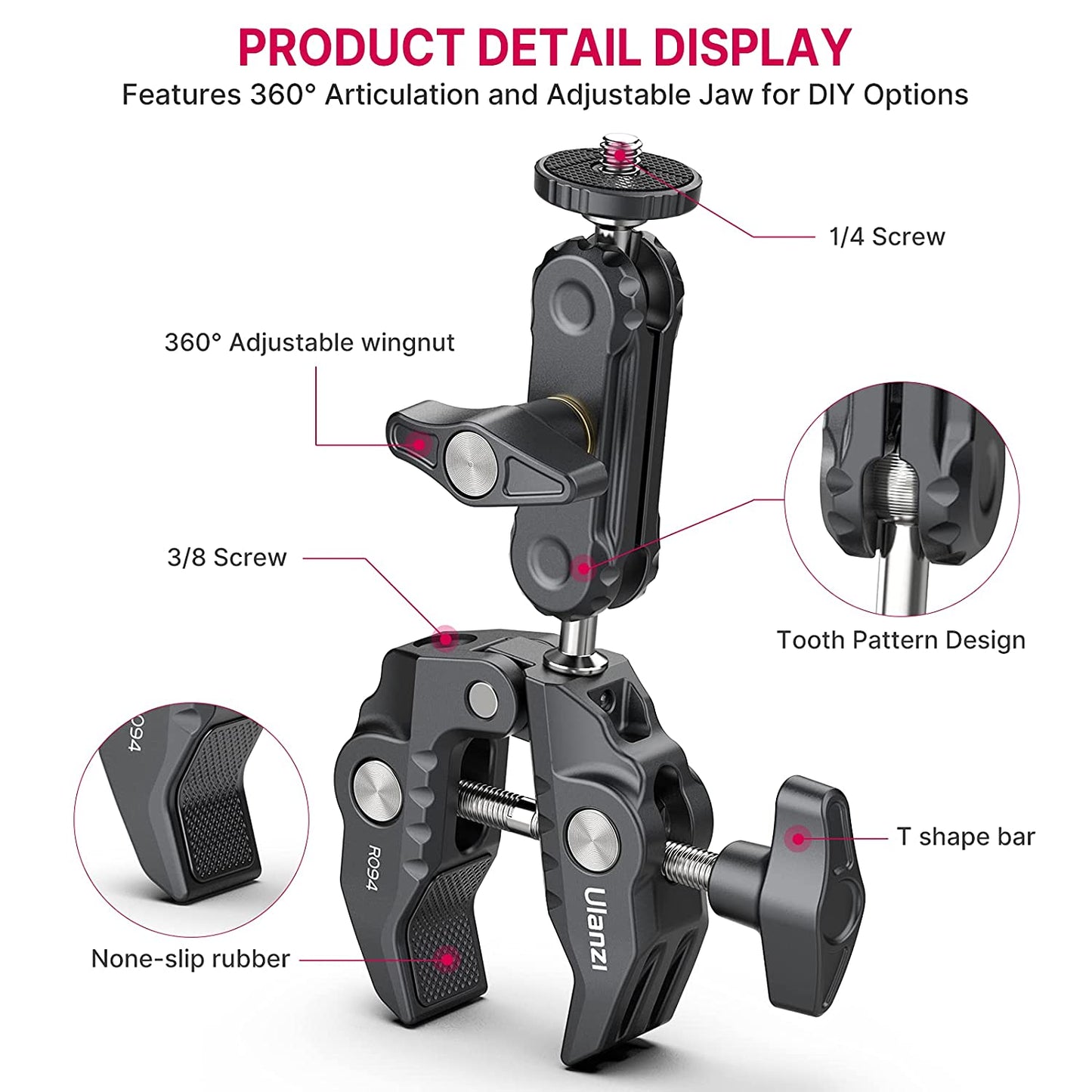 R094 Smart Super Clamp, Multi-Functional Camera & Mobile Clamp