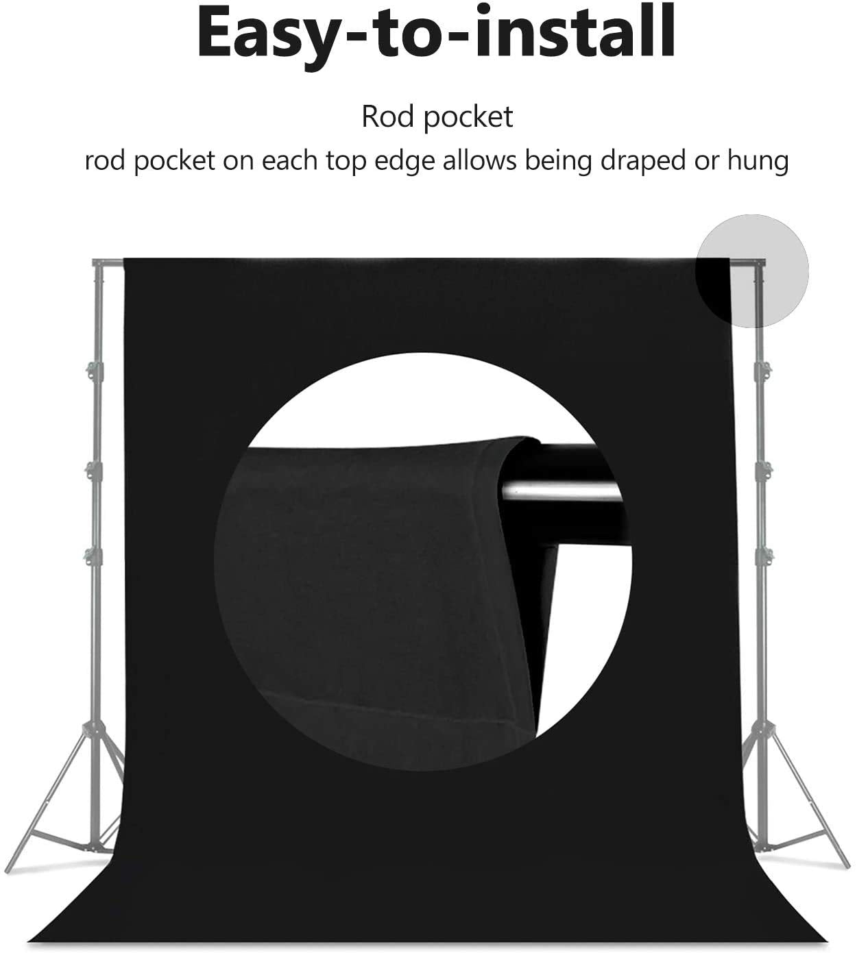HIFFIN® 8 ft X 12 ft Black & White Chromakey Photo Video Photography Studio Fabric Backdrop Background Screen.