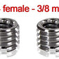 HIFFIN® Metal 1/4" to 3/8" Tripod Convert Screw Adapter 3/8" to 1/4" Reducer Bushing Convert Screw Adapter for Tripod Monopod Ballhead Stand and Video Light DSLR SLR (Pack of 2)