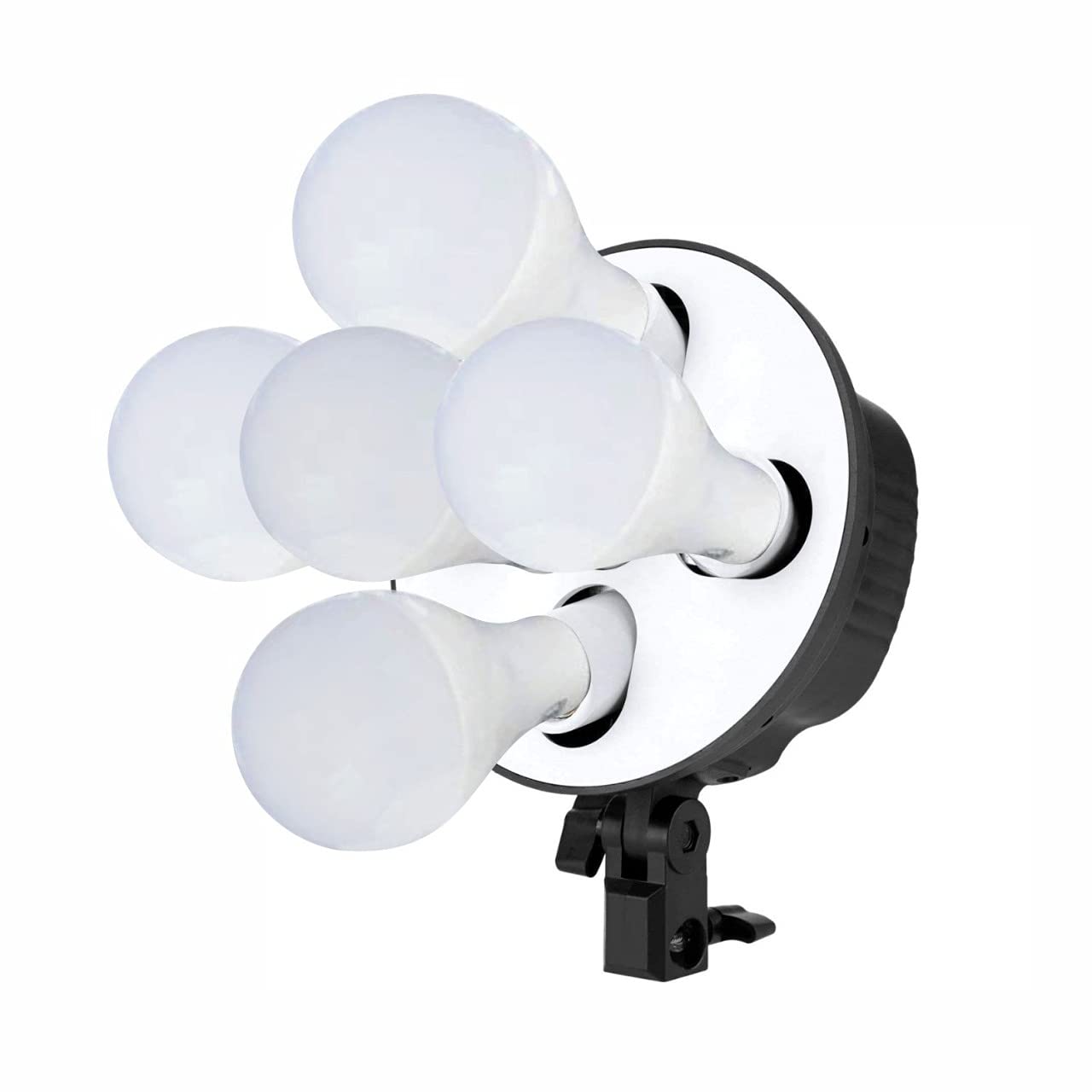 HIFFIN® 5 in 1 E27 Photo Studio Bulb Holder with 20W Bulb Base Socket Lamp Bulb Holder Adapter for Photo Video Studio Softbox Video Light - Black