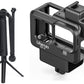 HIFFIN® Combo for GO PRO 9 3-Way Monopod Grip Arm Tripod Foldable Selfie Stick with Housing Cage for Go pro 9, Ulanzi G9-4 Housing Cage Protective Case...