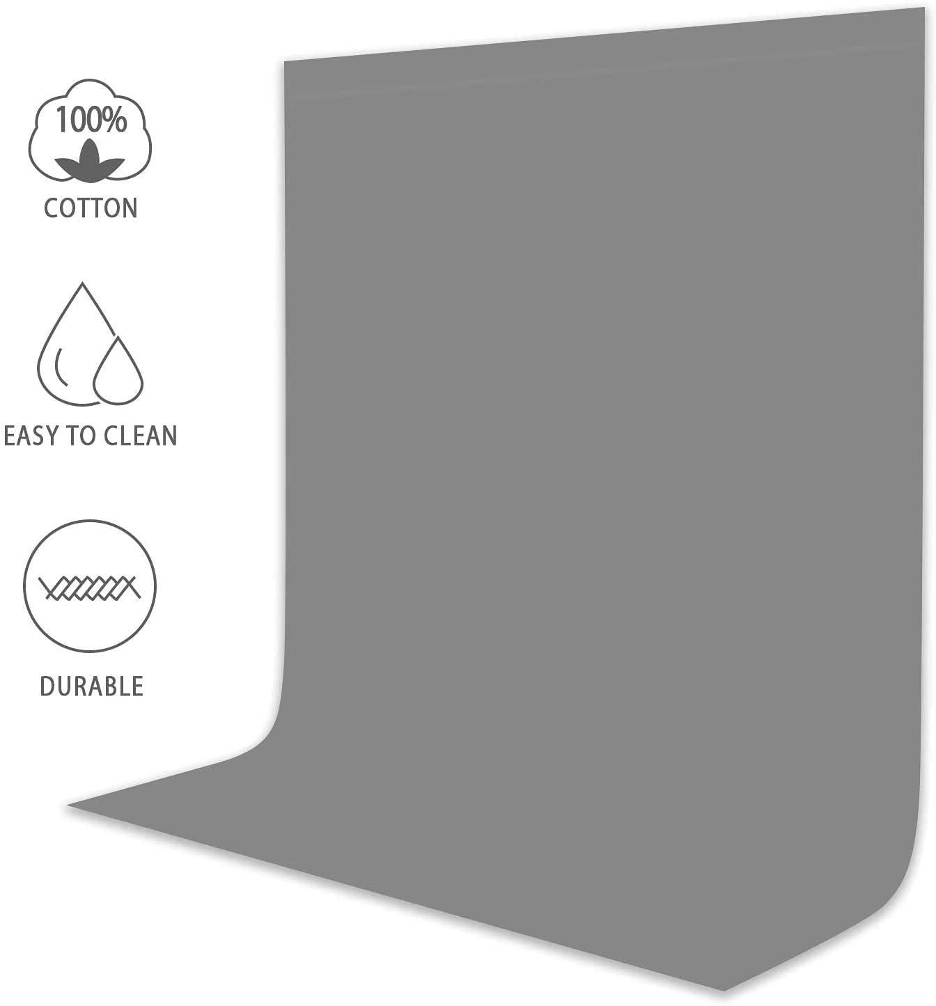 HIFFIN® 8x12 ft Blue|White|Gray Screen, Photography Backdrop Background with 2 Clip, Chromakey Panel for Photo Backdrop Video Studio, Muslin Background Screen