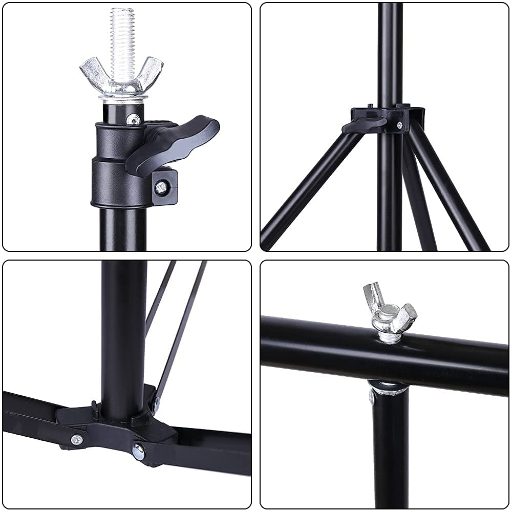HIFFIN® White Screen Backdrop 6x10 ft with Stand  6x9FT Photography Backdrop with 1PC 6.5FT T-Shape Backdrop Stands, 2PCs Spring Clamps, 1PCs Carry Bag