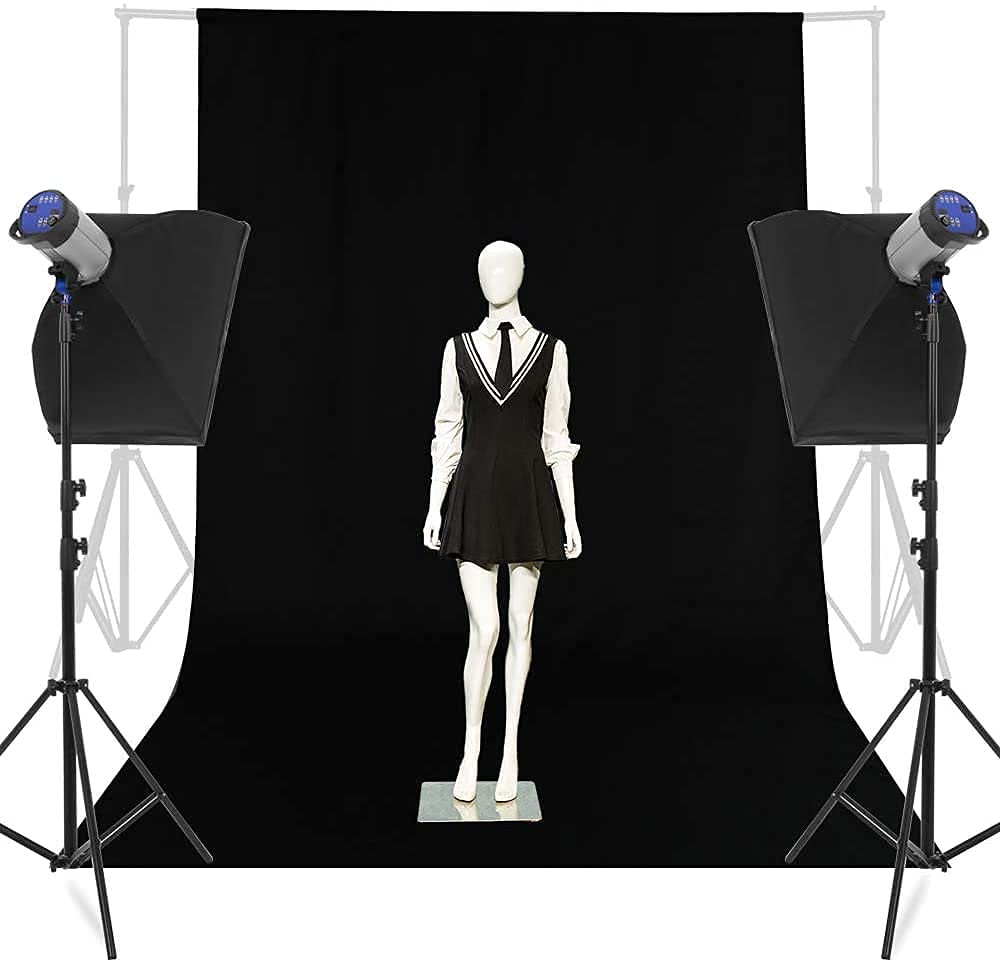 HIFFIN® Black Backdrop Photo Backgound - 6x10 FT Photography Backdrop for Photoshoot Black Background Screen for Video Recording Picture Shooting