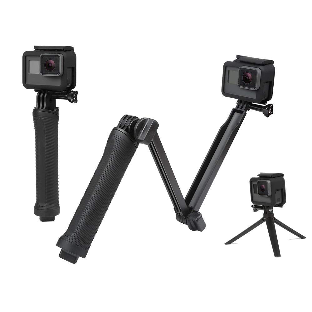 HIFFIN® 3-Way Monopod Grip Arm Tripod Foldable Selfie Stick, Stabilizer Mount Holder for GoPro Hero 9/8/7/6/5, SJCAM SJ6, SJ7, SJ5000,