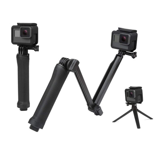 HIFFIN® 3-Way Monopod Grip Arm Tripod Foldable Selfie Stick, Stabilizer Mount Holder for GoPro Hero 9/8/7/6/5, SJCAM SJ6, SJ7, SJ5000,
