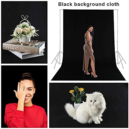 HIFFIN® Black Backdrop Photo Backgound - 6x10 FT Photography Backdrop for Photoshoot Black Background Screen for Video Recording Picture Shooting