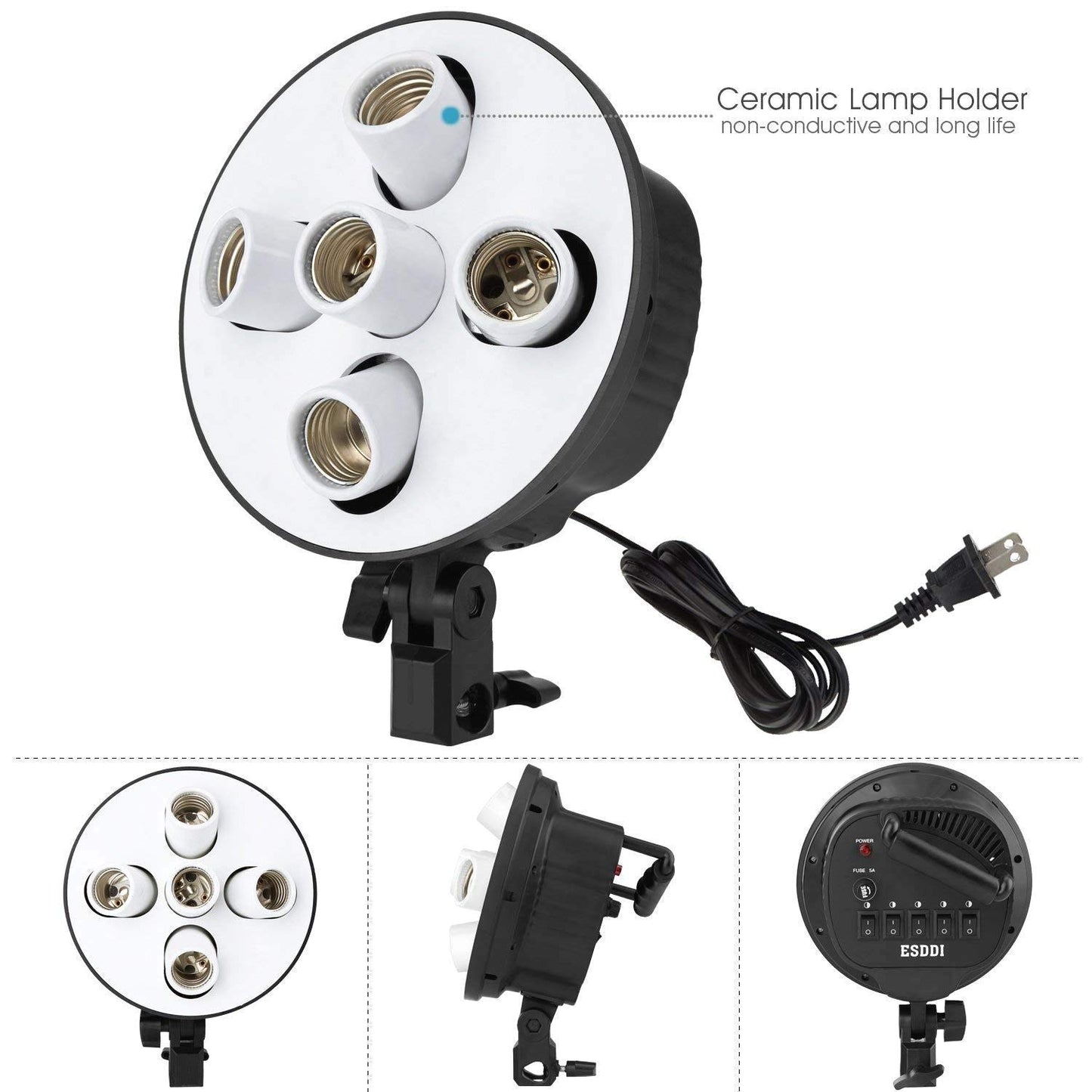 HIFFIN® Set Photography Equipment Kit 50cmx70cm Softbox with 5 in 1 E27 Photo Studio Bulb Holder Base Socket Lamp Bulb Holder Adapter for Photo Video...