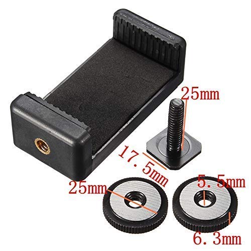 HIFFIN® 1/4" Phone Clip Holder + Hot Shoe Adapter Mount Screw for Camera Black for Sony Canon Nikon DSLR 1/4" Phone Clip Holder + Hot Shoe Adapter