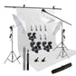 HIFFIN® White Screen Backdrop 8x12 ft with 9 ft Stand - 3 Packs 6x9 ft Photography Backdrop with 2 Pcs Spring Clamps, 1PCs Carry Bag (T Shape Kit C2 C1 W & Double Holder Kit M3)