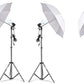 HIFFIN® E27 Studio Single Holder KIT Umbrella White + Studio Light Stand 9 FT+ Umbrella and Bulb Holder E27 Single Holder kit Mark IV (4 Single Holder,4 Light Stand 9FT,4 Umbrella, 4 18 WT LED Blub)