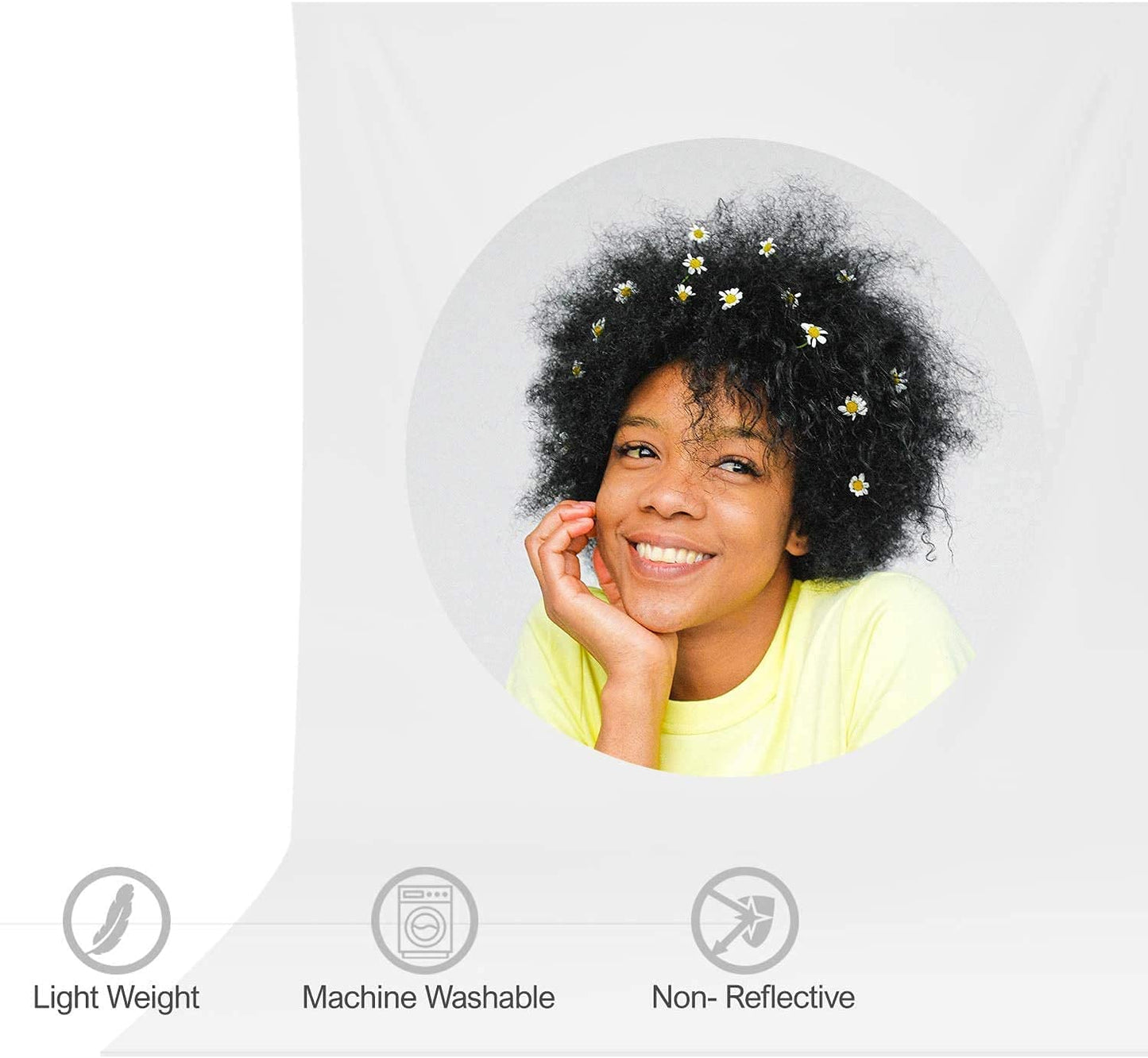 HIFFIN® 8 x 12 FT White | Black | Green LEKERA Backdrop Photo Light Studio Photography Background with 3 pcs Backdrop Support Spring Clamp 4.3"/11cm