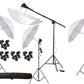 HIFFIN® E27 IV Point Studio Double Holder Kit Umbrella White + Studio Light Stand 9 FT Bulb Holder KIT Mark IV | 4 Double Holder | 4 Light Stand 9ft | 4 Umbrella |1 Boom