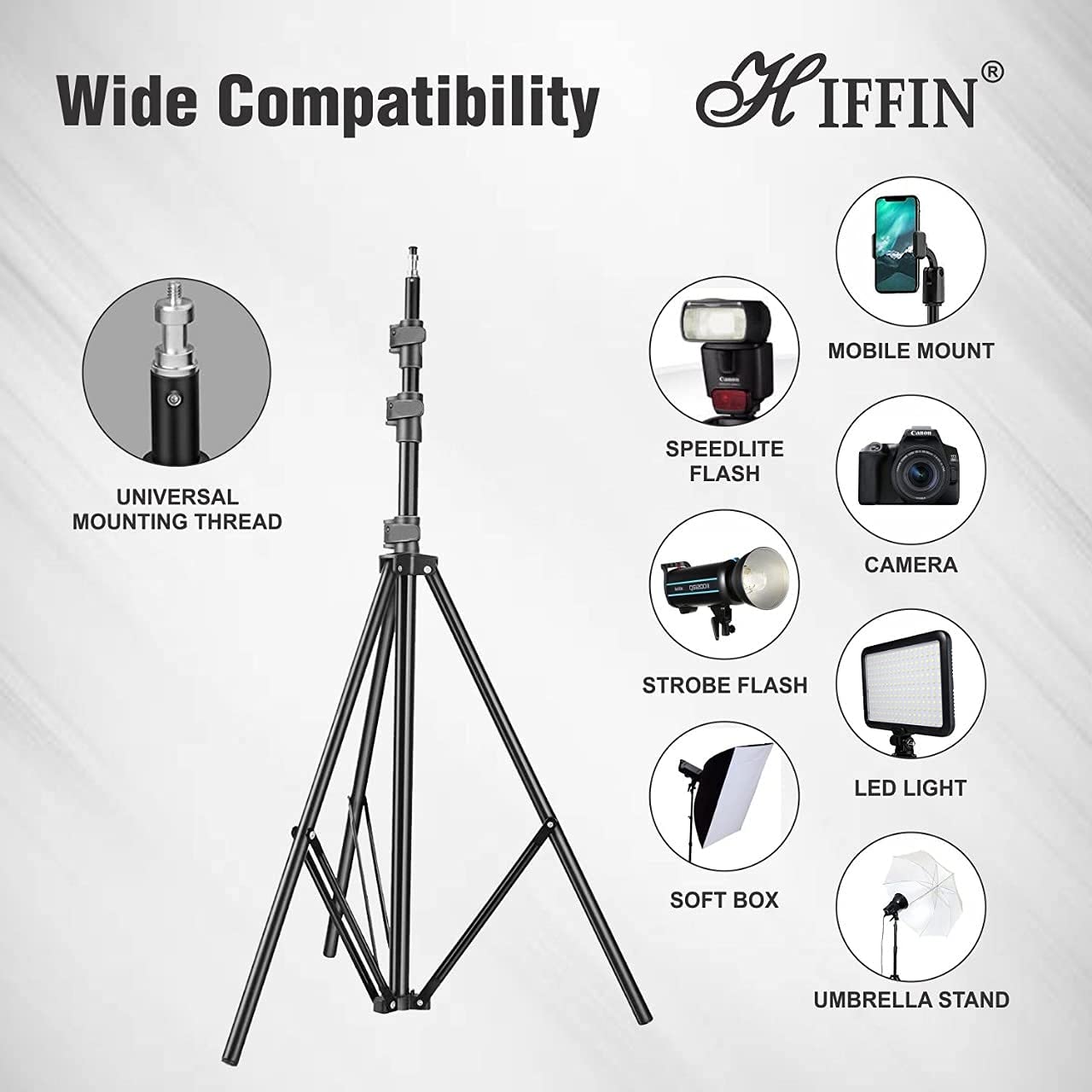 HIFFIN® Extra-Heavy-Duty 14 feet Light Stand - Portable & Foldable Stands for Ring Light, Flash, Reflector, Diffuser, Professional Photo & Video Studio Shooting