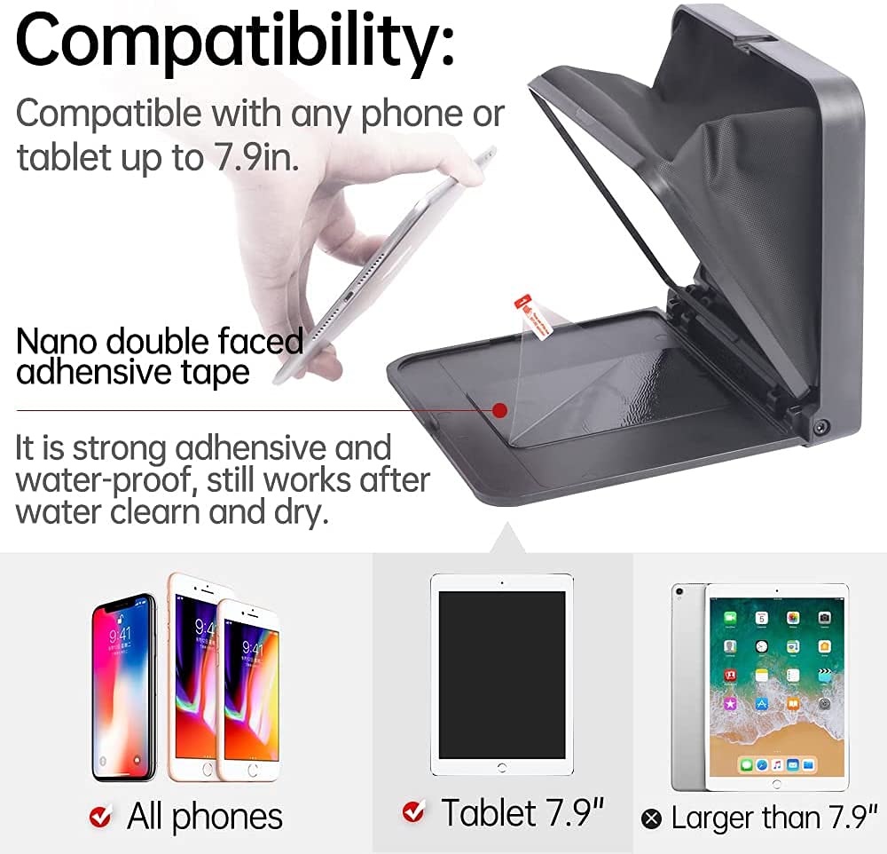 LENSGO TC7 8” Teleprompter for iPad Tablet Smartphone DSLR Camera w/Remote Control, APP Compatible with iOS & Android System for Online Teaching Vlog Live Streaming (TC7)