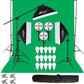 HIFFIN® 5 PRO Quadlux Mark III Soft Led Still & Video Light Softbox 3 Point Lighting Kit with Backdrop Stand, 9x10ft Photo Video Studio Muslin 1 x Curtain Green | Stand Backdrop Support System Kit