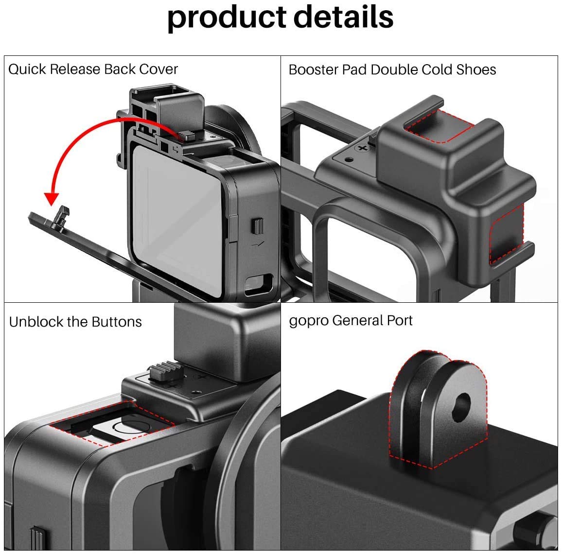 HIFFIN® Accessories Kit for Go Pro Hero 9 Black with Protective Housing + Ultra Clear Tempered Glass Screen Protector + Lens Protector + HD Front...