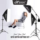 HIFFIN® Photography Lighting Kit Background Support System with 3 Color Backdrop, 2 Umbrella, 3 Softbox, Continuous Lighting Backdrop Kit for Photo...