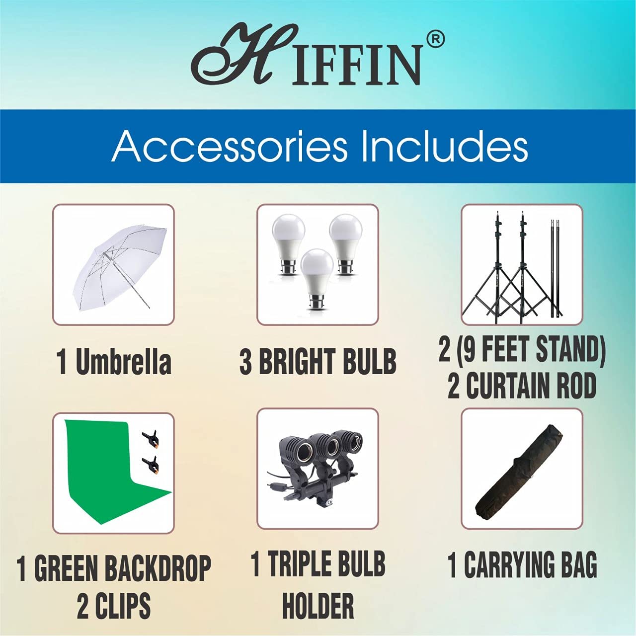 HIFFIN® Green Screen Backdrop 8x12 ft with 9 ft Stand - 6x9 ft Photography Backdrop with 2 Pcs Clamps, 1PCs Carry Bag (T Shape Kit C2 C1 Green & Triple Holder Kit M1)