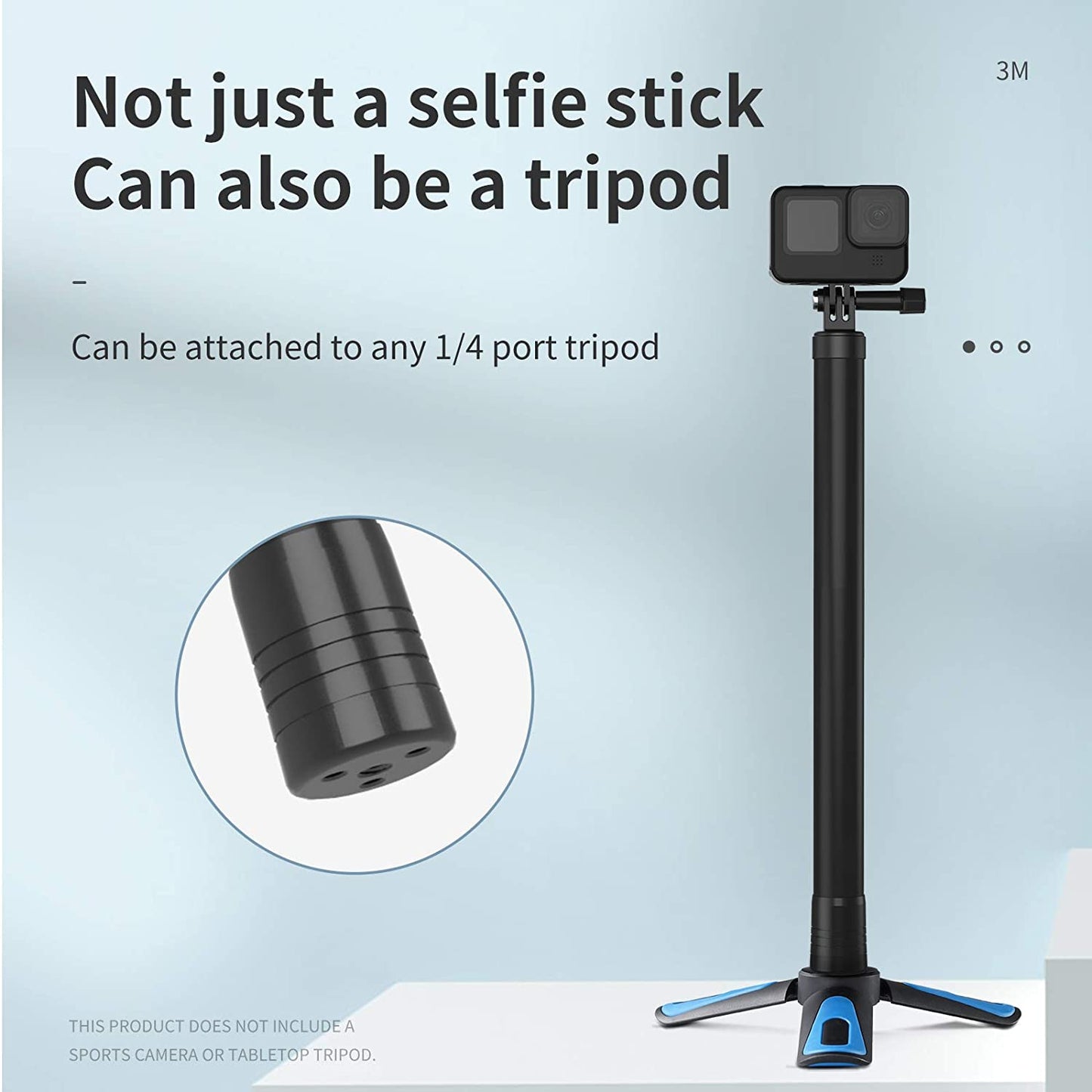 TELESIN 118"/3 Meters Ultra Long Selfie Stick for GoPro Max Hero 9 8 7 6 5 4 3+, Insta 360 One R One X, DJI Osmo Action, Extendable at 6 Lengths Carbon Fiber Lightweight Pole Monopod