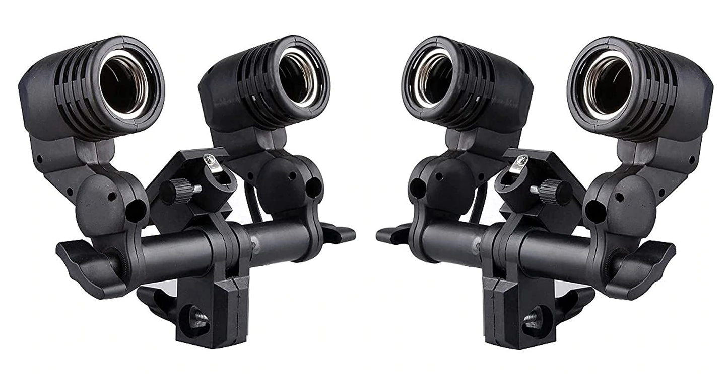 HIFFIN® Branded E27 Double Light Combo Socket with Light Stand Swivel Mount & Umbrella Holder for Photography, Film, & Video Studio