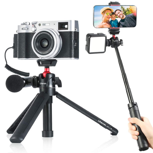 Ulanzi MT-16 Camera Tripod Stand Holder, Mini Tabletop Tripod Selfie Stick with Cold Shoe Travel Tripod