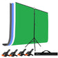 HIFFIN® Gray|White|Green|Blue Screen Backdrop 6x10 ft with Stand -6x9FT Photography Backdrop with 1PC 6.5FT T-Shape Backdrop Stands, 4PCs Spring Clamps, 1PCs Carry Bag
