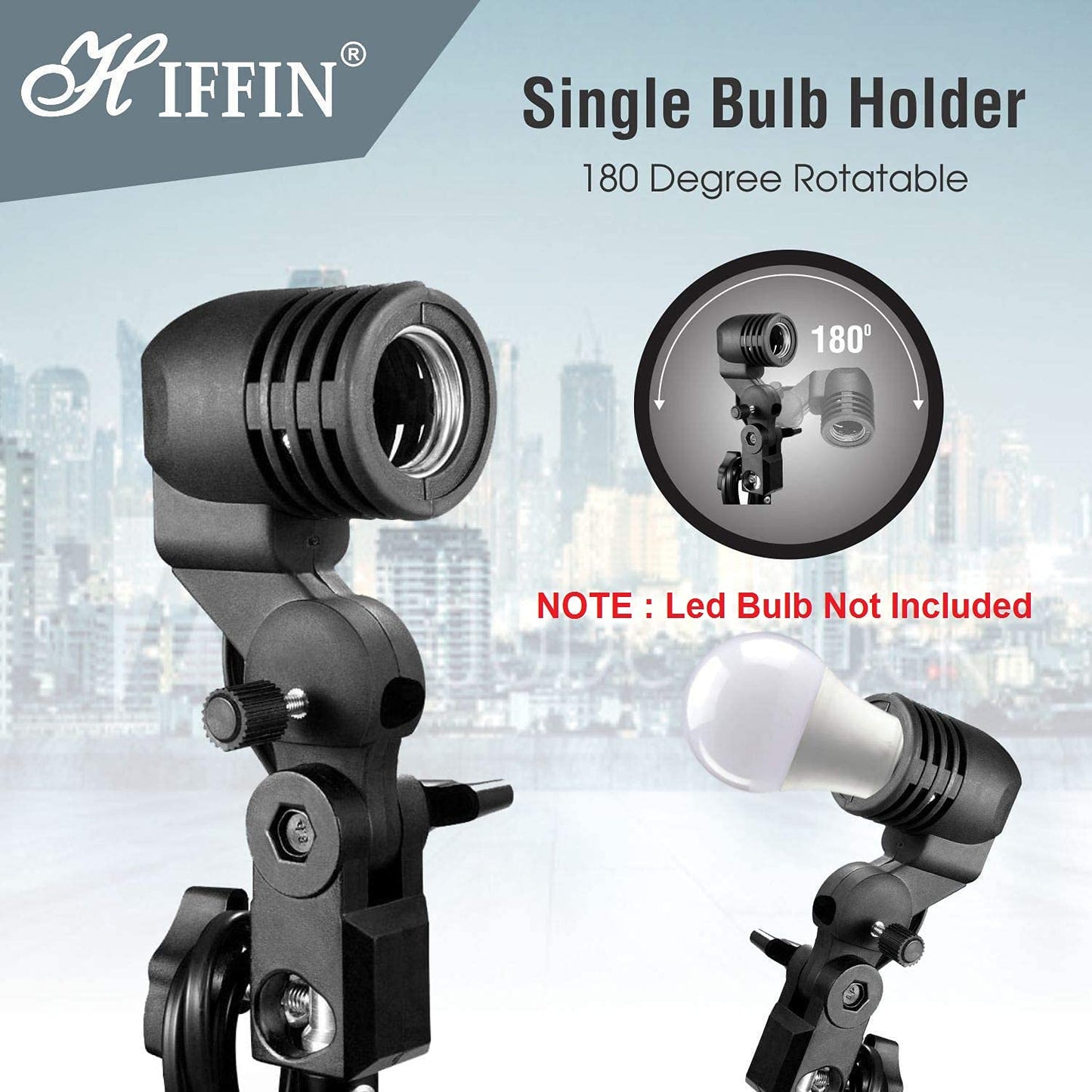 HIFFIN® E27 3 Point Studio Single Holder KIT Umbrella White + Studio Light Stand 9 FT+ Umbrella and Bulb Holder KIT Mark III | 3 Single Holder | 3 Light Stand 9ft | 3 Umbrella (WOB)