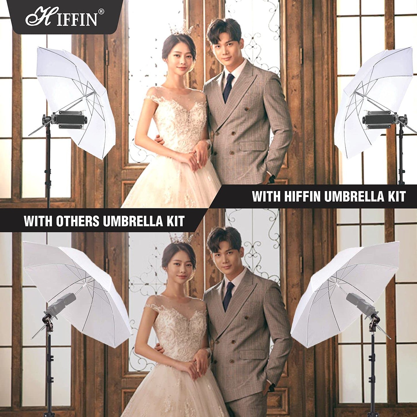 HIFFIN® Extra-Heavy-Duty Porta Kit (14 feet) with Pair of Light Stands, Porta Lights and Umbrellas Professional Studio Setup